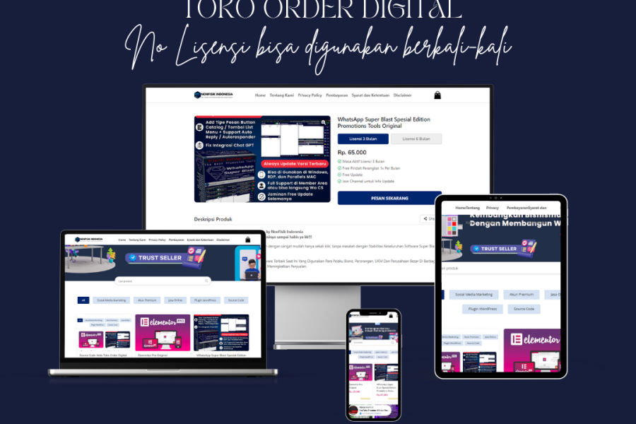 Source Code Web Toko Order Digital No Lisensi bisa digunakan berkali-kali