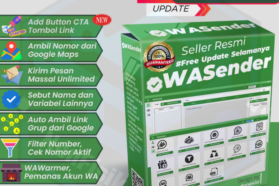 Original WASender Unlimited Fitur Terbaru Free Update New Version